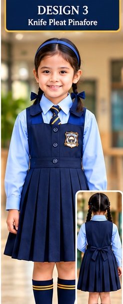 Design 3 Knife Pleat Pinafore with back view