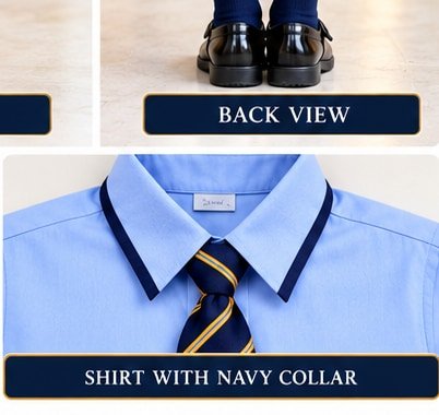 Shirt with navy collar